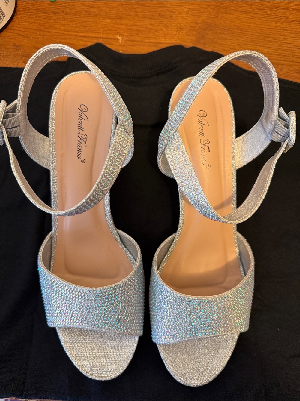 Theory Iridescent Silver Rhinestone Ankle-Strap Heels valenti francho